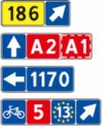 Kelio arba dviračių trasos numeris ir kryptis
